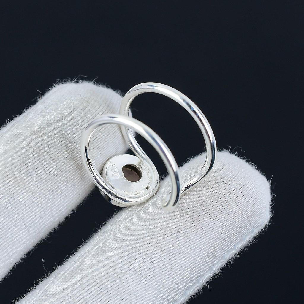 Natural Rose Quartz Adjustable 925 Sterling Silver Ring - Fits US Sizes 6 To 10 - Handmade Boho Jewelry for Women & Men, Valentine Gifts