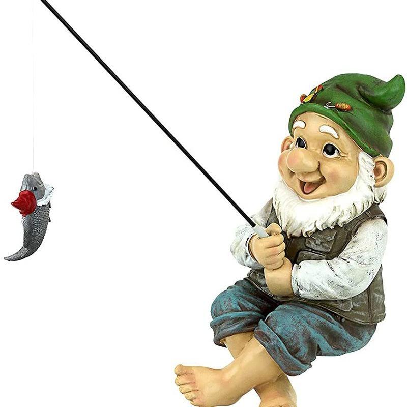 Рыбачащий старик, Белобородый гном, Садовый эльф, Декоративные полимерные фигурки, Дизайн двора, Наружное украшение