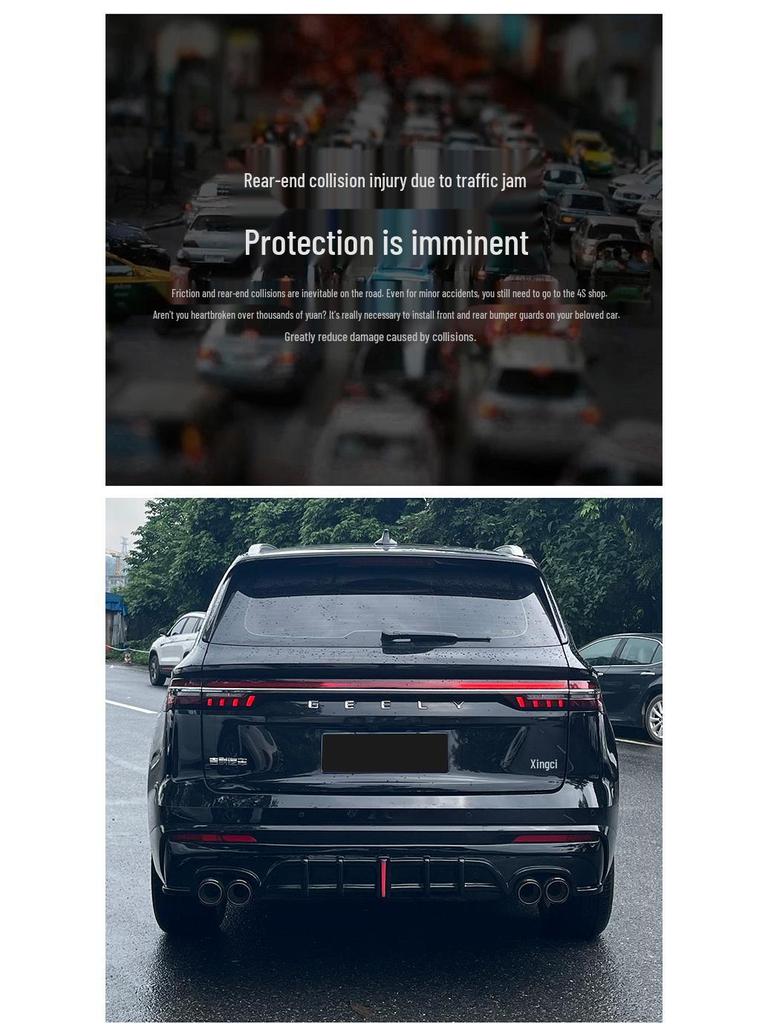 Обвес для Geely Xingyue L 21-25: Модифицированные передний/задний сплиттеры, диффузор и насадки на выхлопные трубы