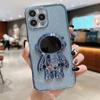 Роскошный гальванический чехол с астронавтом для iPhone 11, 12, 13, 14, 15 Pro Max XS X XR 7 8 Plus SE 22, мини-блестящий чехол-подставка