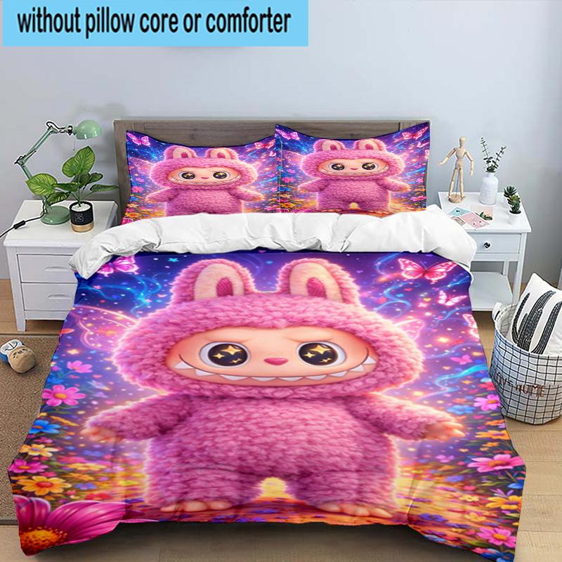 3PCS Fantasy Labu-bu Unicorn Journey 3pcs Bedding,Including 3PCS Duvet Cover And 2pcs Pillowcases Perfect for Christmas,Ideal for Bedroom, Dormitory
