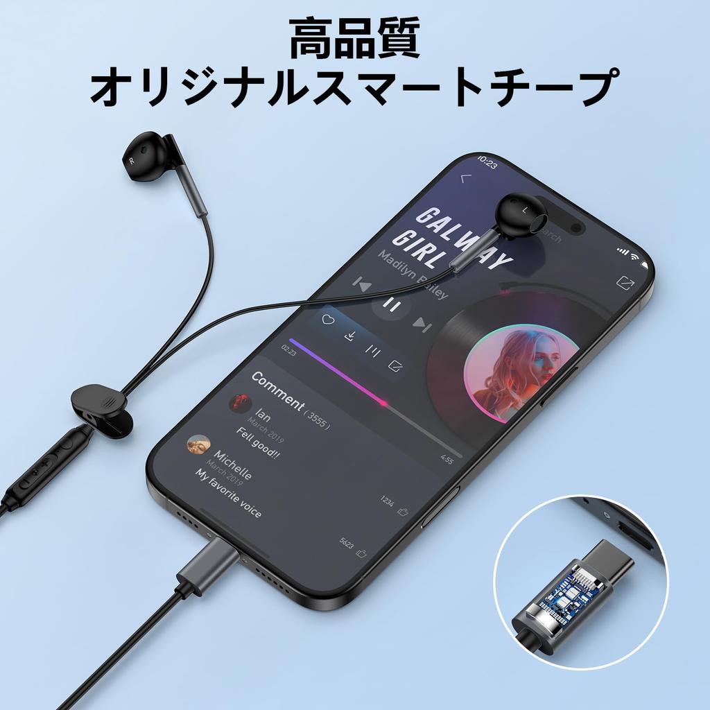 Проводные наушники для iPhone 15 с микрофоном Deep Bass Type C Наушники Стереонаушники HiFi Прослушивание музыки Чистые звонки с пультом дистанционного управления