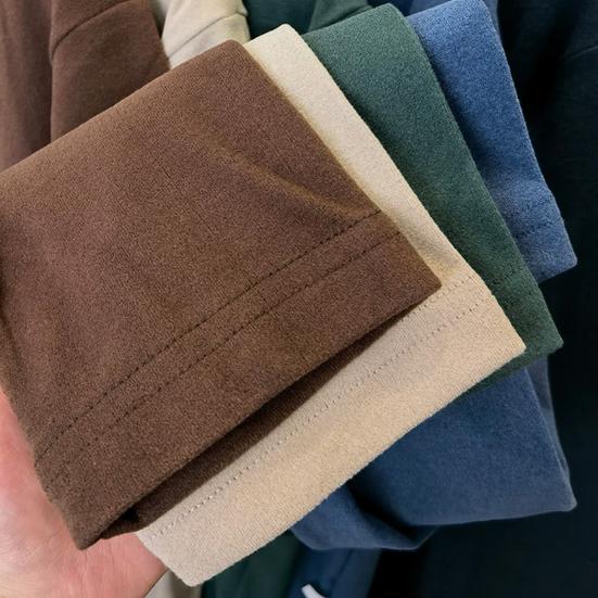 Весна Осень Мужской Топ Защита Шеи Полувысокий Воротник Двусторонний Немецкий Бархат Приталенный Эластичный Длинные Рукава Пуловер Базовый Свитшот