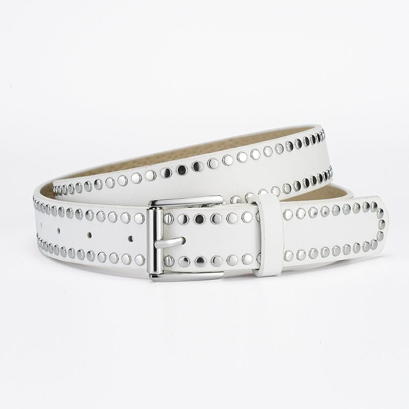 Fashionable Pu Leather Belt With Chic Rivet Buckle For Women Stylish And Versatile