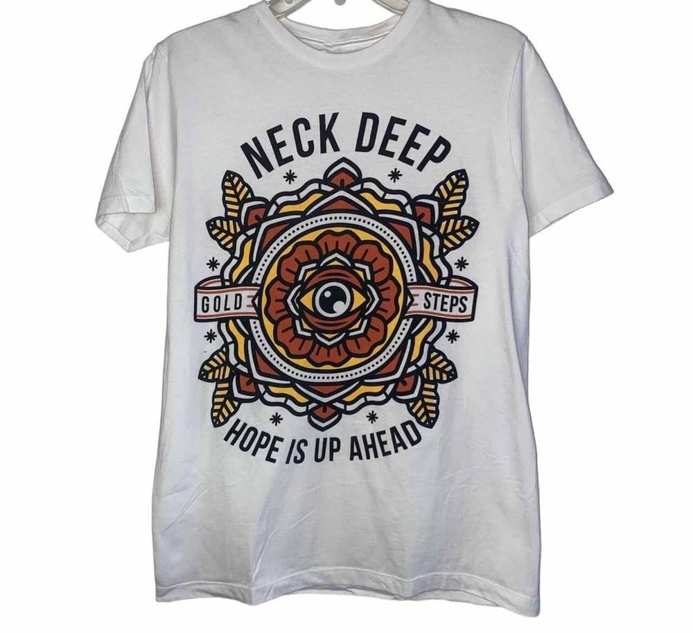Style Gold Steps Neck Deep Band Shirt White Unisex S-2345XL ND1034 Unisex T-Shirt