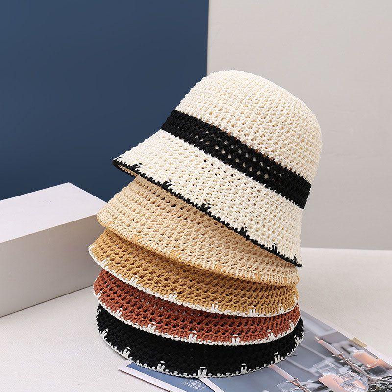 Вязаная панама с маленьким лицом, полая и дышащая плетеная шляпа из папируса, складная весенне-летняя шляпа-тазик с козырьком от солнца