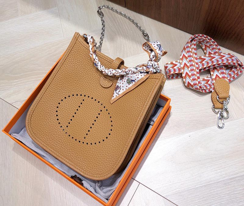 Женская мини-сумка-ведро из натуральной коровьей кожи с узором личи Evelyn Design