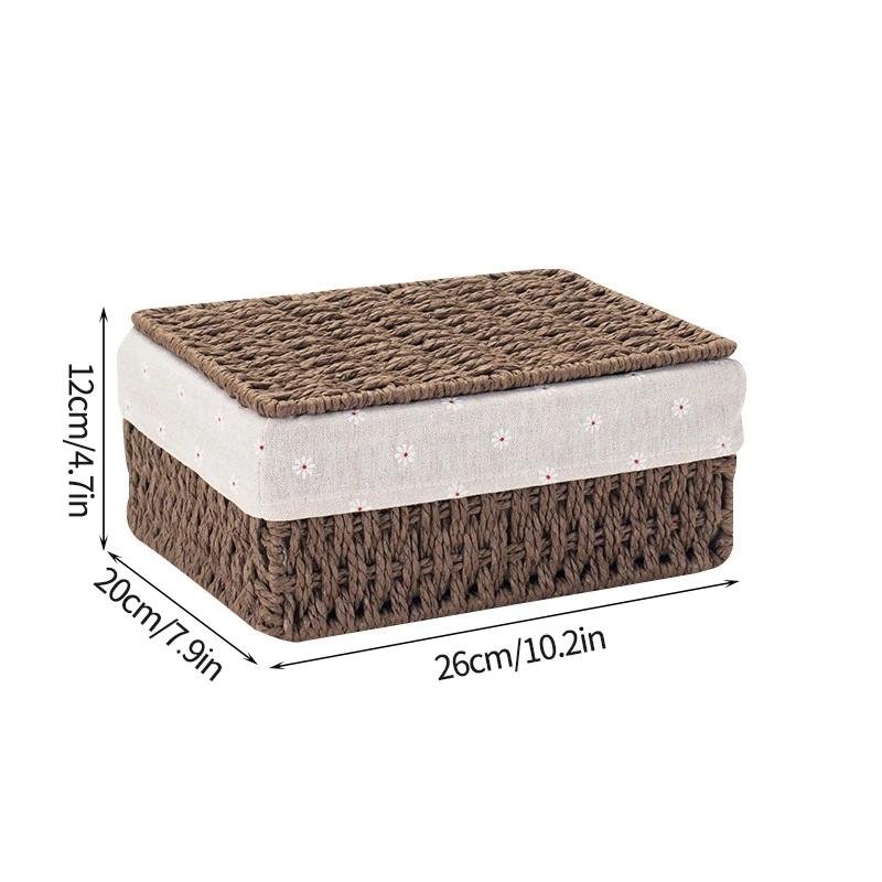 Плетеная корзина для хранения, кухонный органайзер, пылезащитный чехол, корзины для хранения с крышкой, настольные органайзеры для всякой всячины, коробки для хранения игрушек и закусок