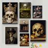 Искусство Темной Академии Череп Готика Ванитас Цветок Принты Плакатов Холст Живопись Настенное Искусство Картина для Гостиной Домашний Декор