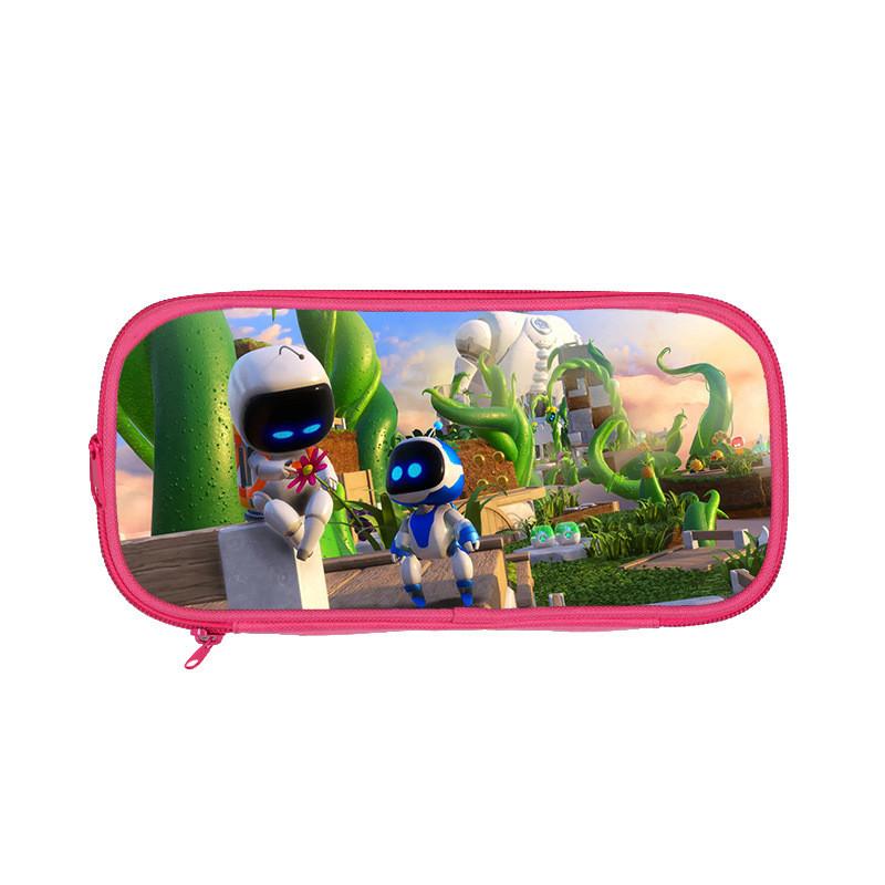 Двухслойная пенал-косметичка в космической тематике с роботом Astro Bot для школьников и юных творческих личностей