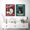 Винтажный забавный кот, кофе, холст, картина, лиса, пьющая кофе, постер с принтом, фотографии для садовой девушки, бар, клуб, кафе, настенная ферма, художественный декор