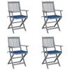 Day and Night - Day and Night Folding Garden Chairs 4 Pcs Cushions Solid Acacia Wood