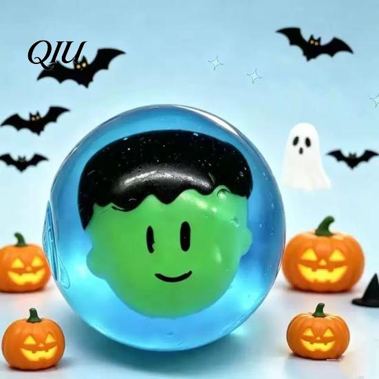 Clear Ball Squeeze Toy 2/4Pcs Halloween Stress Fidget Toy, Bat Ghost Pumpkin Anxiety Relief Sensory Toys for Relieve