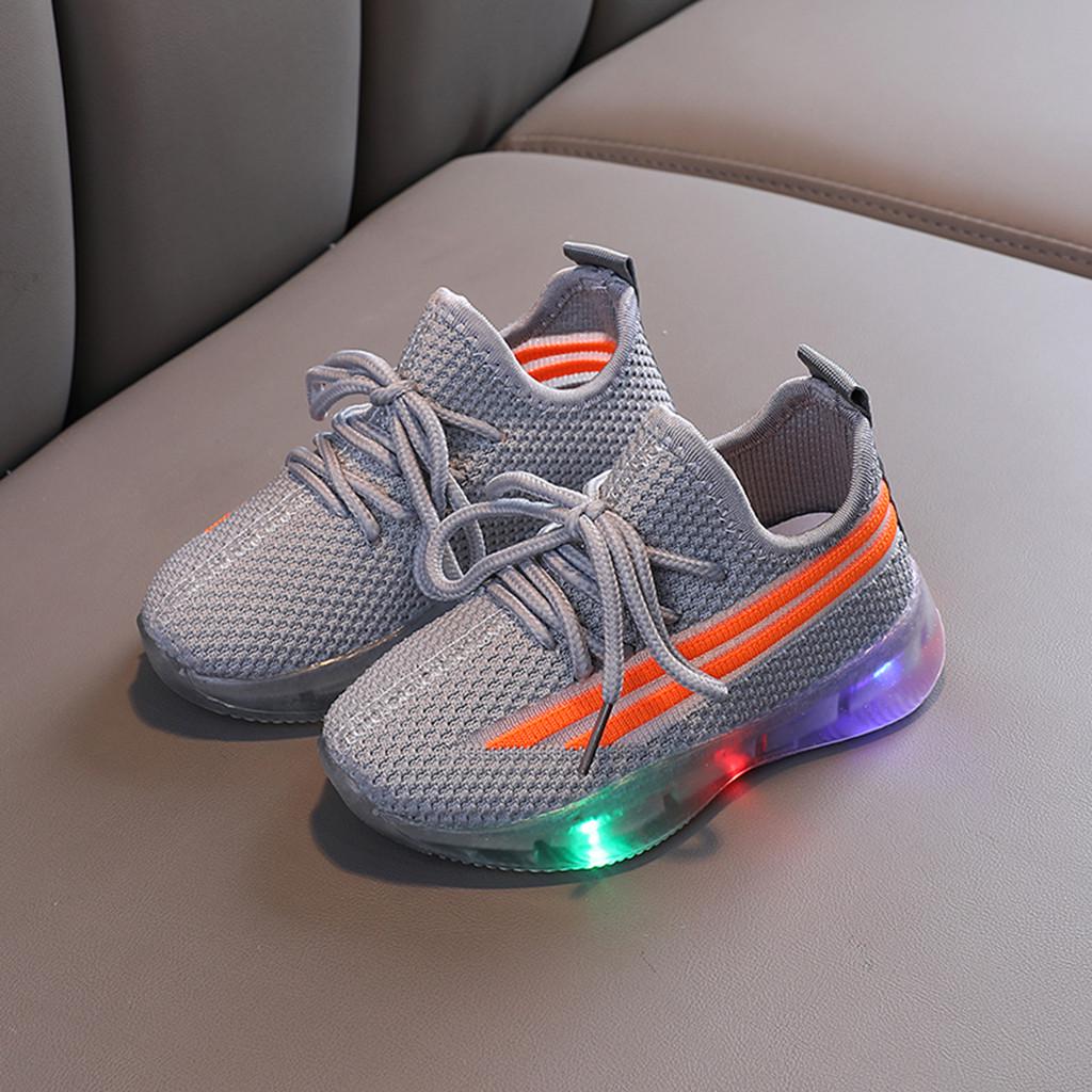 Детские эластичные светящиеся спортивные кроссовки для мальчиков и девочек со светодиодной подсветкой, обувь