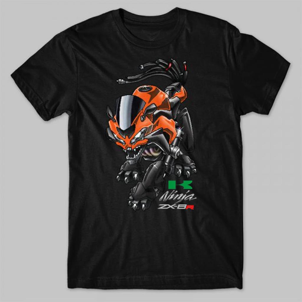 Классический японский мотоцикл Ninja ZX6R Волк Вдохновение Футболка 100% Хлопок Круглый вырез Короткий рукав Повседневная мужская футболка Размер S3XL