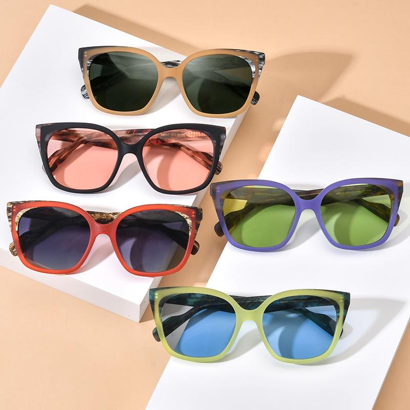 Borregls Matte Acetate Multicolour Polarized Sunglasses UV400 Men Brand Designer Big Oversize Square Sun Glasses Women 19347T