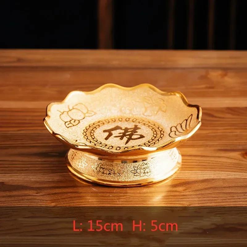 1 шт. Китайские буддийские тарелки Керамика Гуаньинь Бог богатства Подношение Фрукты Тарелка Высокая Нога Подношение Буддийские принадлежности