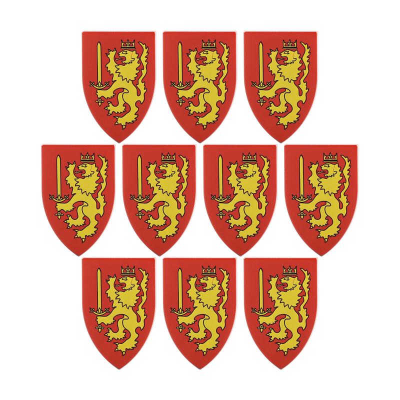 MOC Средневековый Военный Замок Оружие Римский Рыцарь Шлем Щит Аксессуары Строительные Блоки Зеленый Дракон Лев Крестоносец Кирпичи Игрушка