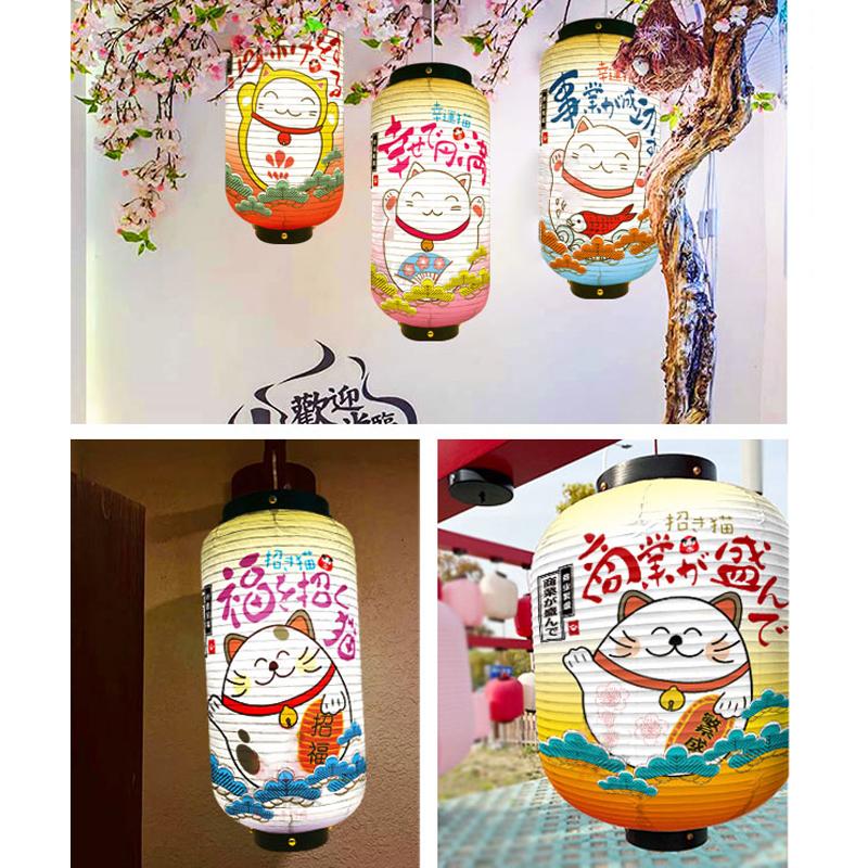 Японские фонарики Lucky Cat, водонепроницаемые, подвесные, для улицы, для бистро, суши, ресторана, рекламный знак, фонарь для вечеринки, декоративный фонарь