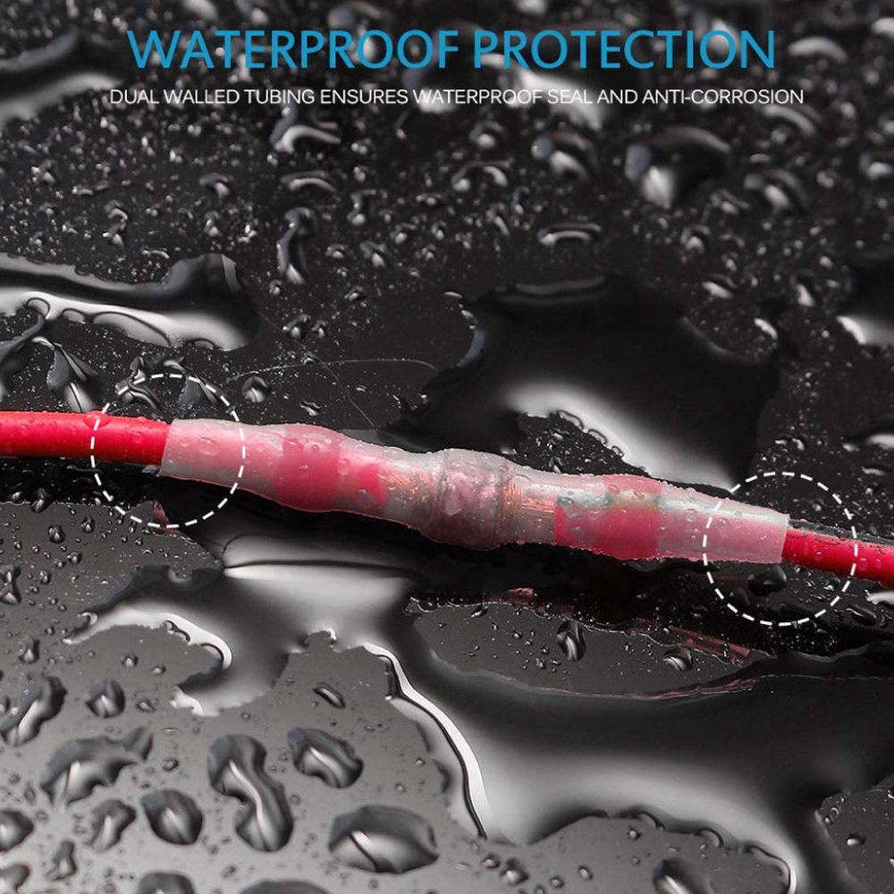 260Pcs Solder Seal Wire Connector Heat Shrink Butt Connector Waterproof Insulated Electrical Wire Terminal Solder Sleeve Sealed