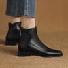 Осенне-зимние женские модные ботинки на низком каблуке большого размера женские на квадратном каблуке удобная задняя молния корейская версия квадратный носок новые средние б