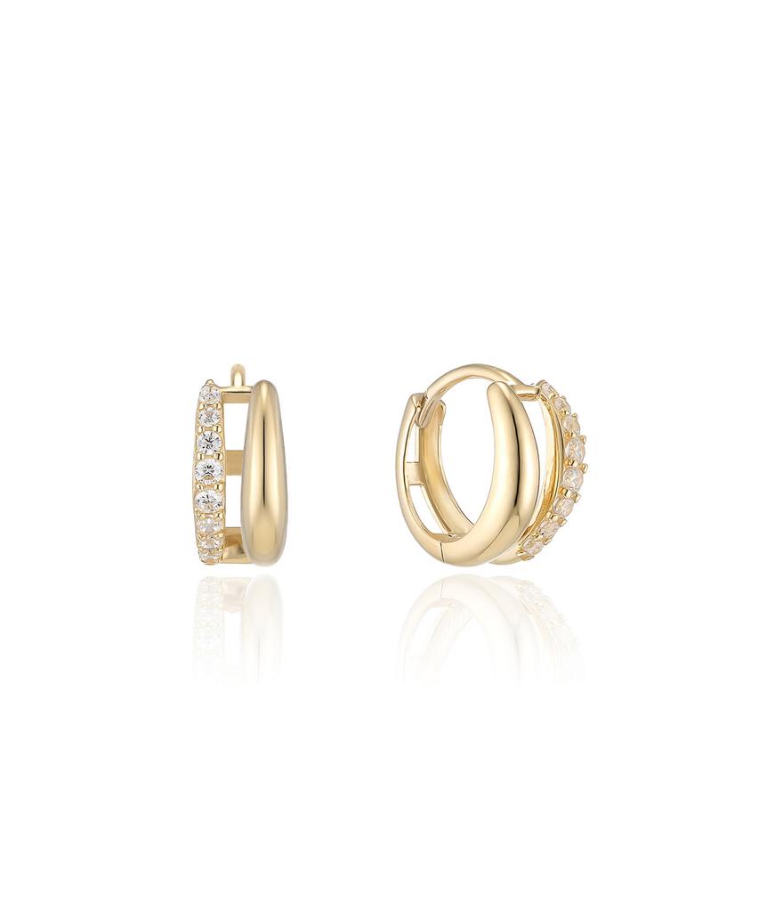 Lloyd Double Line Pavé 10K Gold One-Touch Ring Earrings Lotp2010T