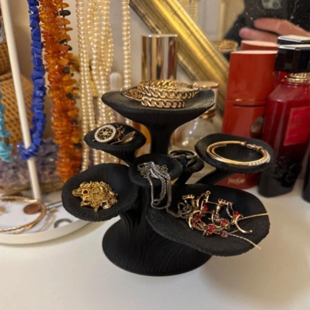 3D Printed Mushroom Jewelry Stand Multi-Layer Jewelry Organizer Holder Bedroom Storage