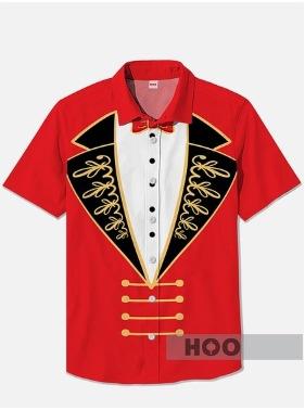 TEMU1116 European and American new fashion trend versatile men's Hawaiian shirt casual 1D printing short sleeve
