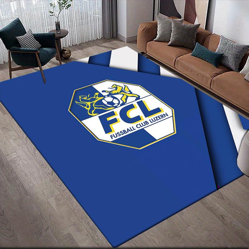 FC Luzern Flannel Pattern Square Carpet,Area Rug,Carpet Rug for Living Room Bedroom Sofa Playroom Decor,Non-slip Floor Mat