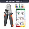 HSC8 6-6A Ferrule Crimping Pliers with 800Pcs Terminals Wire Connector Electrical Repair Kit