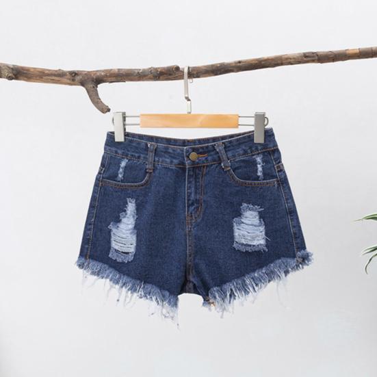 Женские обрезанные джинсовые шорты с высокой талией, рваные джинсы с потертым краем