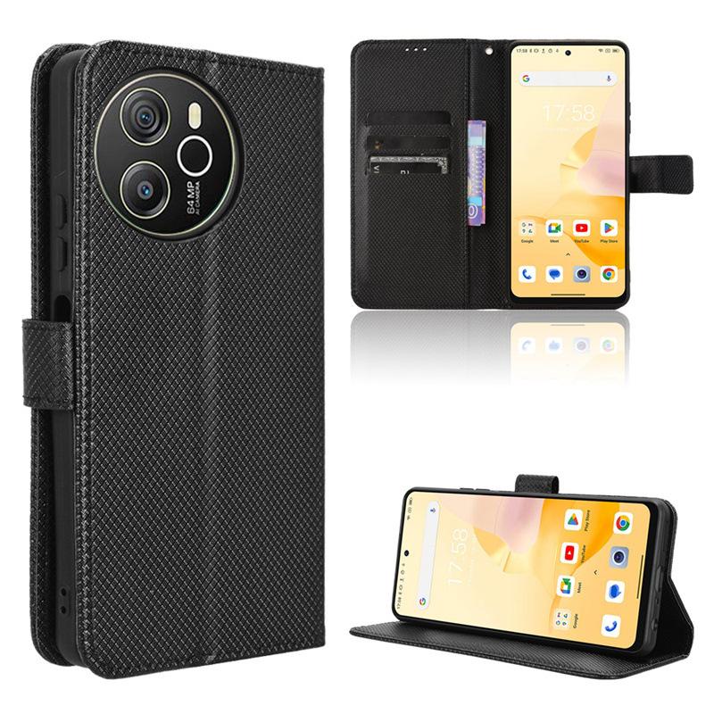 Leather Flip Cover for Blackview Shark 8/Oscal Tiger 12 PU Leather Lanyard Flip Card Clip Protective Case