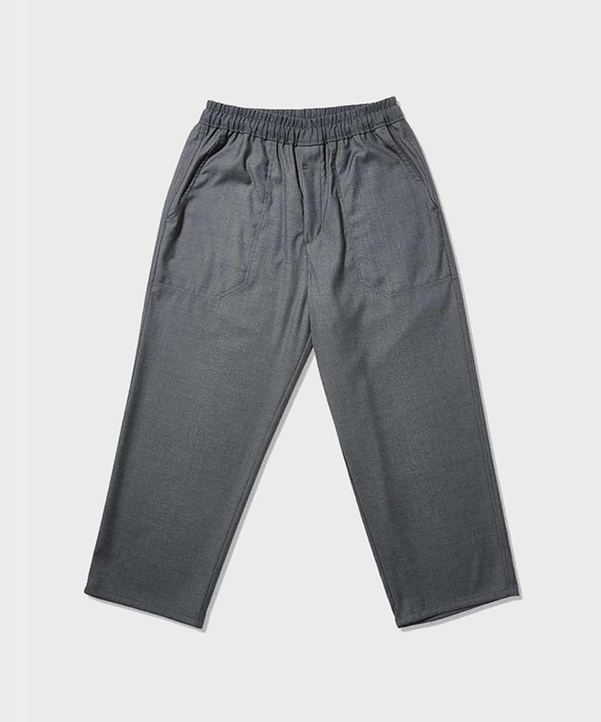 FFEFF STUDIO Pocket Stitch Wide Elastic Waist Pants (Charcoal Gray)