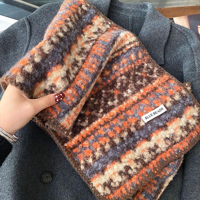 Двусторонний шарф Zunsu с леопардовым принтом, похожий на шерстяной, для женщин - Теплый, модный и ретро для осени и зимы