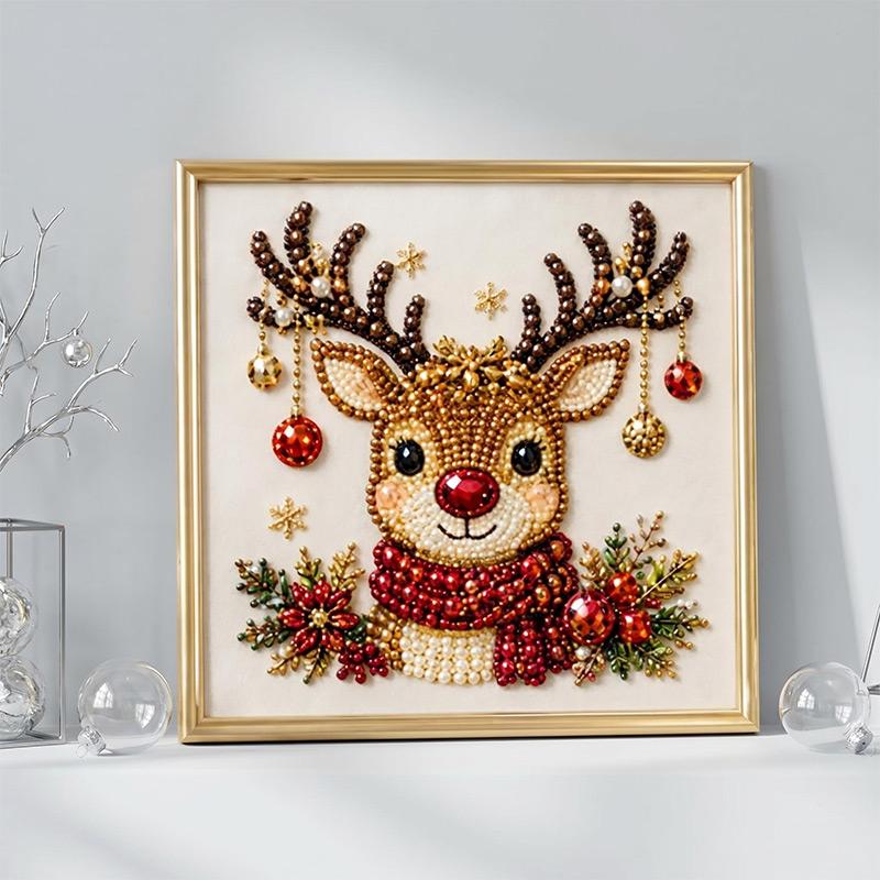 Christmas Pearl Diamond Painting Art Set With Frame DIY Pearl Beads Craft Kit For Adults Beginner Home Decor Wall Art Party Gift