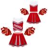 Child's Cheerleader Clothing Set Kids Dance Performance Cosplay Costume Vest Top + Pleated Skirt + Hand Flowers