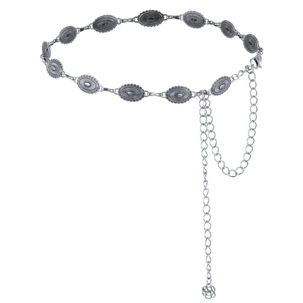 Skinny Chain Belt Adjustable Decorated Waist Belt Metal Waist Chain Belt for Dresses/Jeans/Sweater