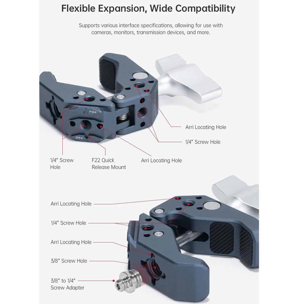 FALCAM F22 Quick Release Super Clamp Ensures Stability and Durability and Is a Quick Installation and Removal Camera Accessory for Photographers