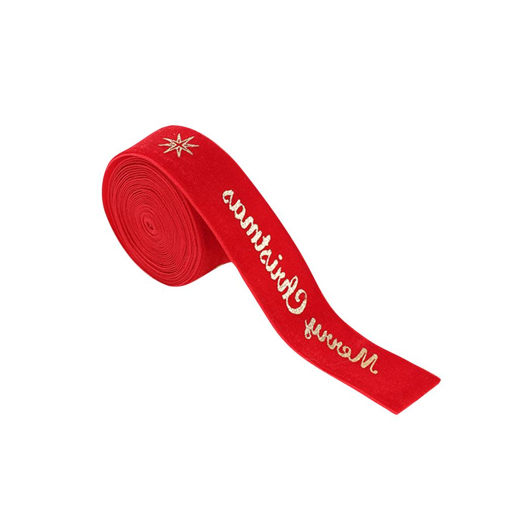 Рождественская лента Тканевый бант Лента для упаковки подарков Бархатная лента с принтом Подходит для праздничного свадебного украшения