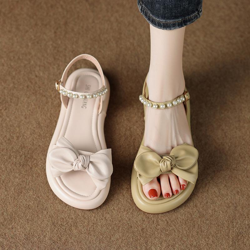 733-16 Summer new fairy style flat-bottomed muffin thick-soled versatile French style with skirt women's sandals