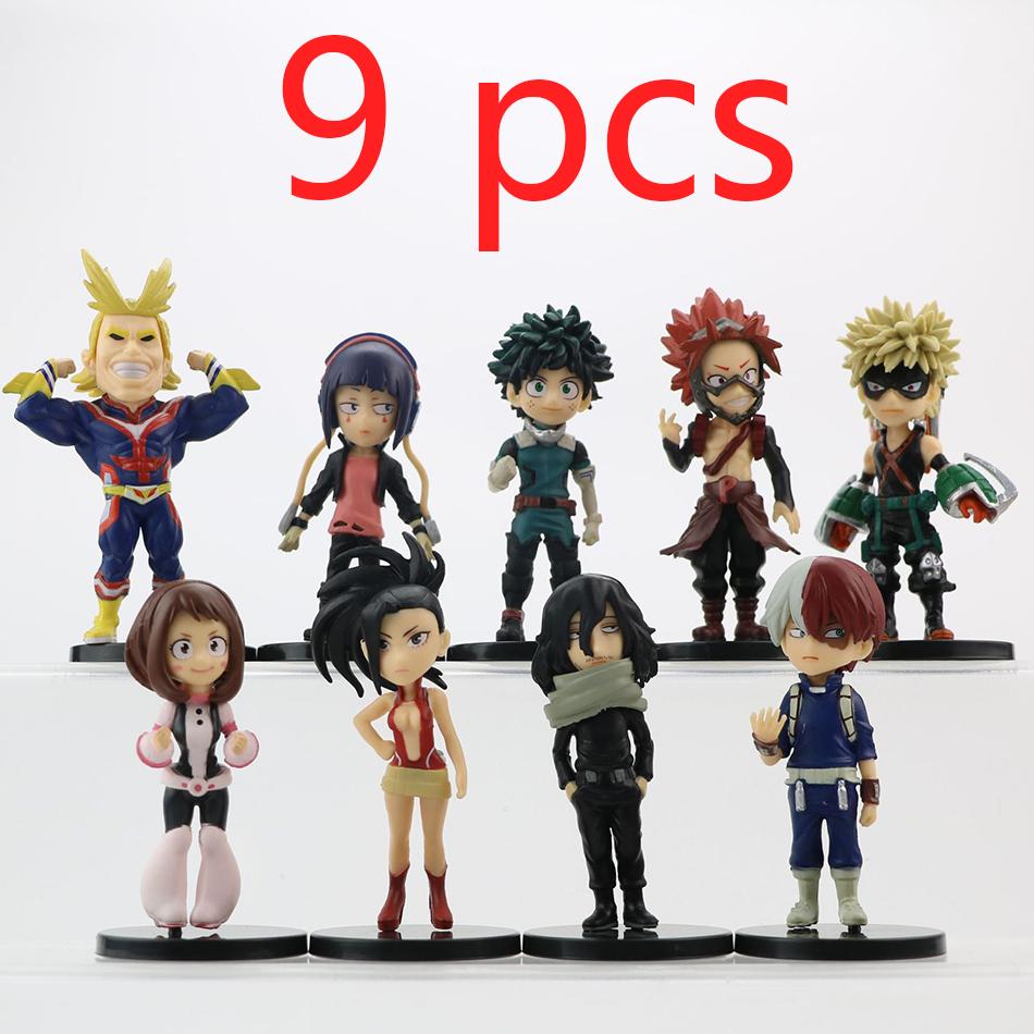 Моя геройская академия 9 шт. Милая версия. Мидория Всемогущий Бакуго Со Очако ПВХ Фигурка Действия Моя Геройская Кукла Подарок Модель 8-10 см