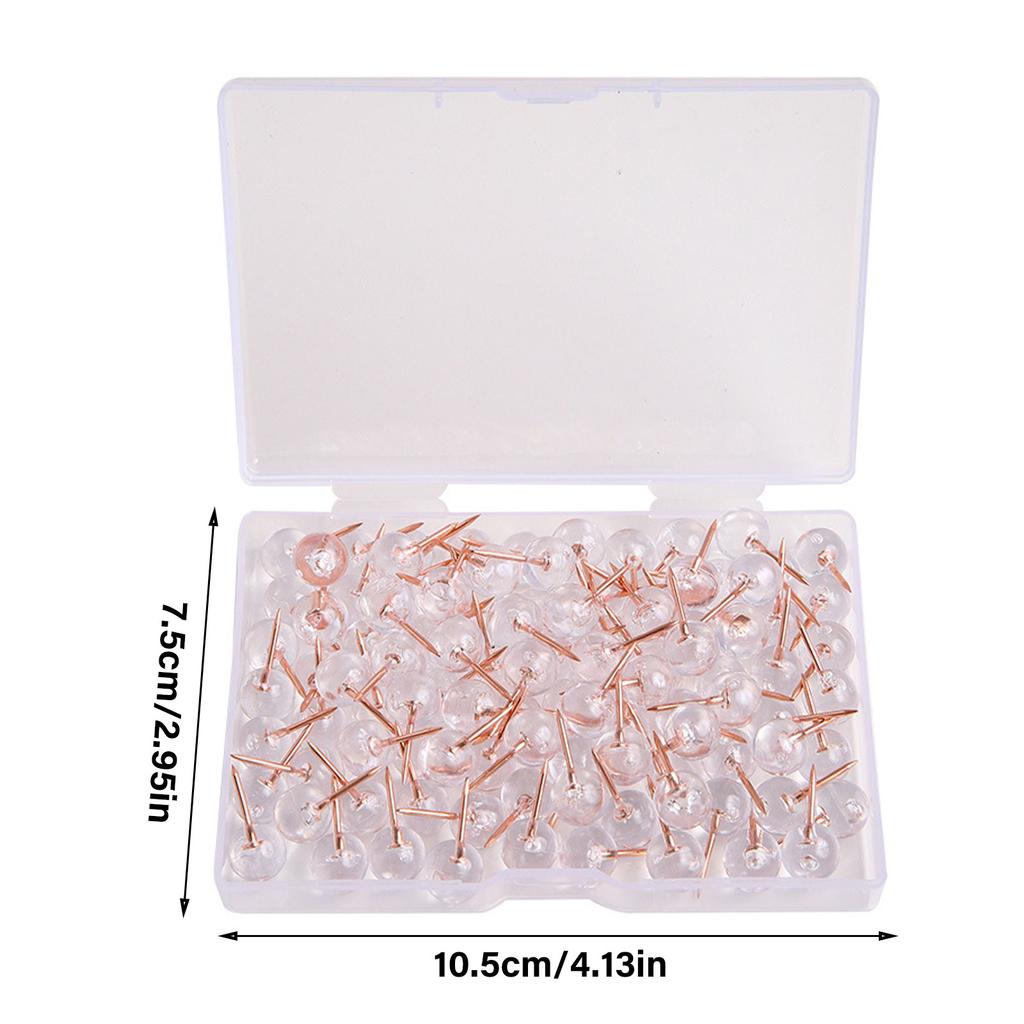 100 шт. розово-золотых кнопок большого размера с прозрачной круглой головкой, элегантный дизайн, набор кнопок для досок объявлений и поделок