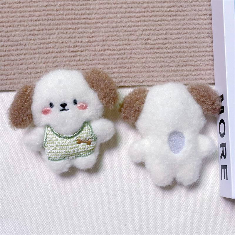 Брелок-подвеска в виде плюшевого мультяшного щенка с пищащим звуком, костью, креативной брошью и аксессуарами для волос