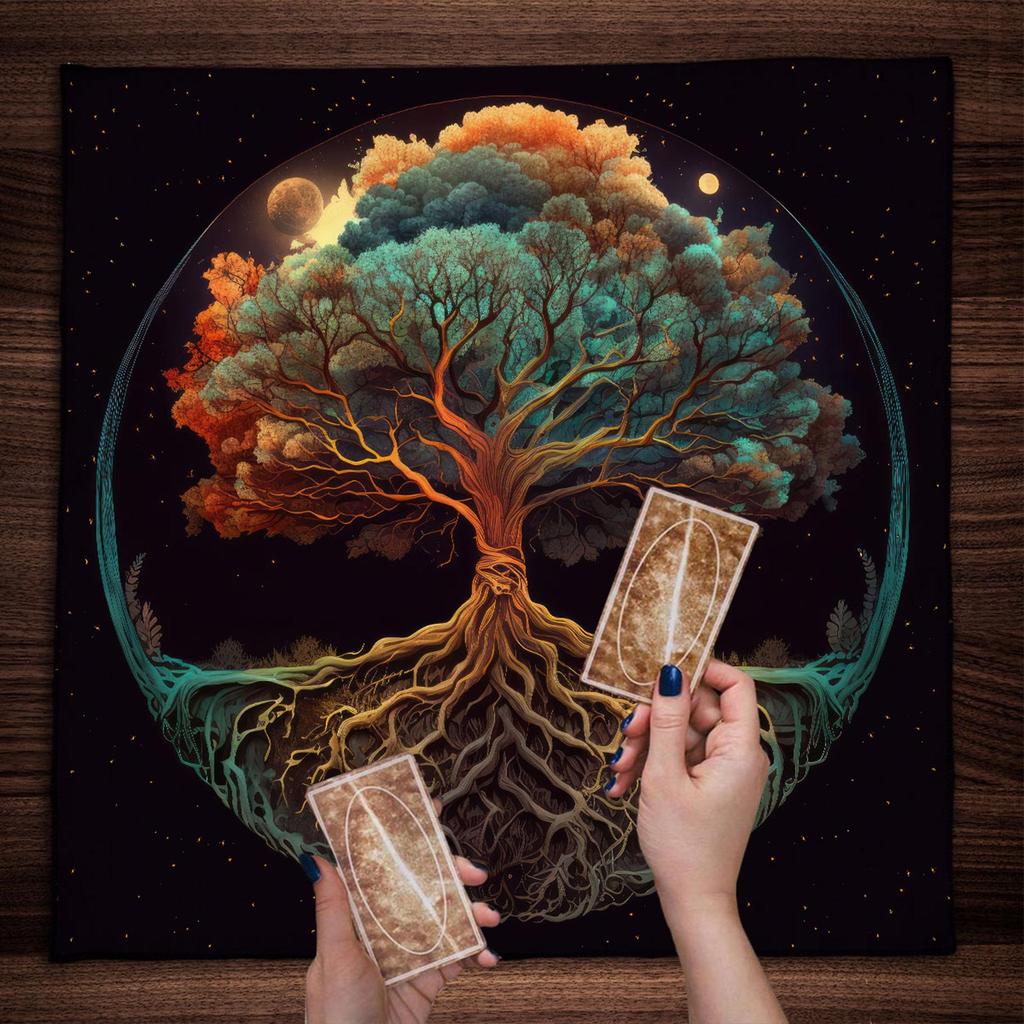 Скатерть для карт Таро Скатерть для алтарей Скатерть Древо Жизни Астрология Гадания Нескользящий коврик Гобелен Домашние украшения