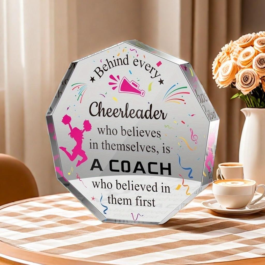 1 Vibrant Geometric Plaque, Perfect for Cheerleading Coach Thank-you Gifts,  Unique Thank-you Signs,  Office and Home Decor