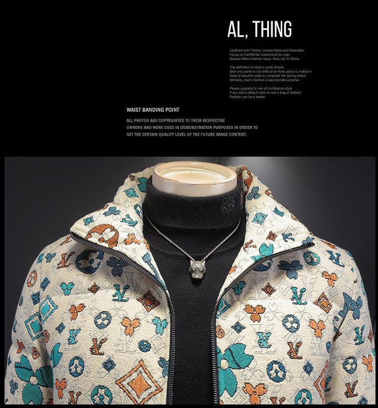 Мужская высококачественная жакардовая куртка с 90% пуха - Осенне-зимняя коллекция 2025