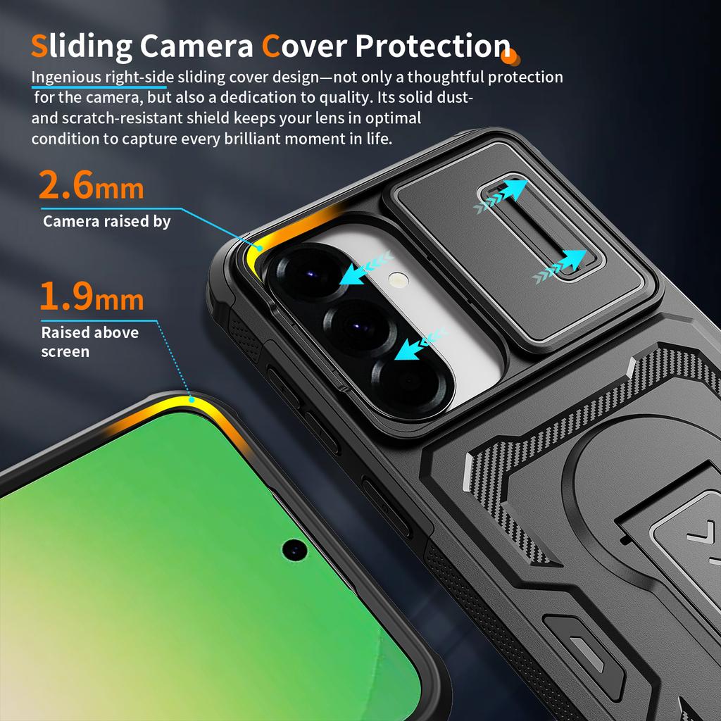 Чехол-слайдер с защитой камеры и подставкой для Samsung Galaxy A16 A26 A36 A56 A17 A37 A57 5G, ТПУ-рамка, пластиковая задняя крышка