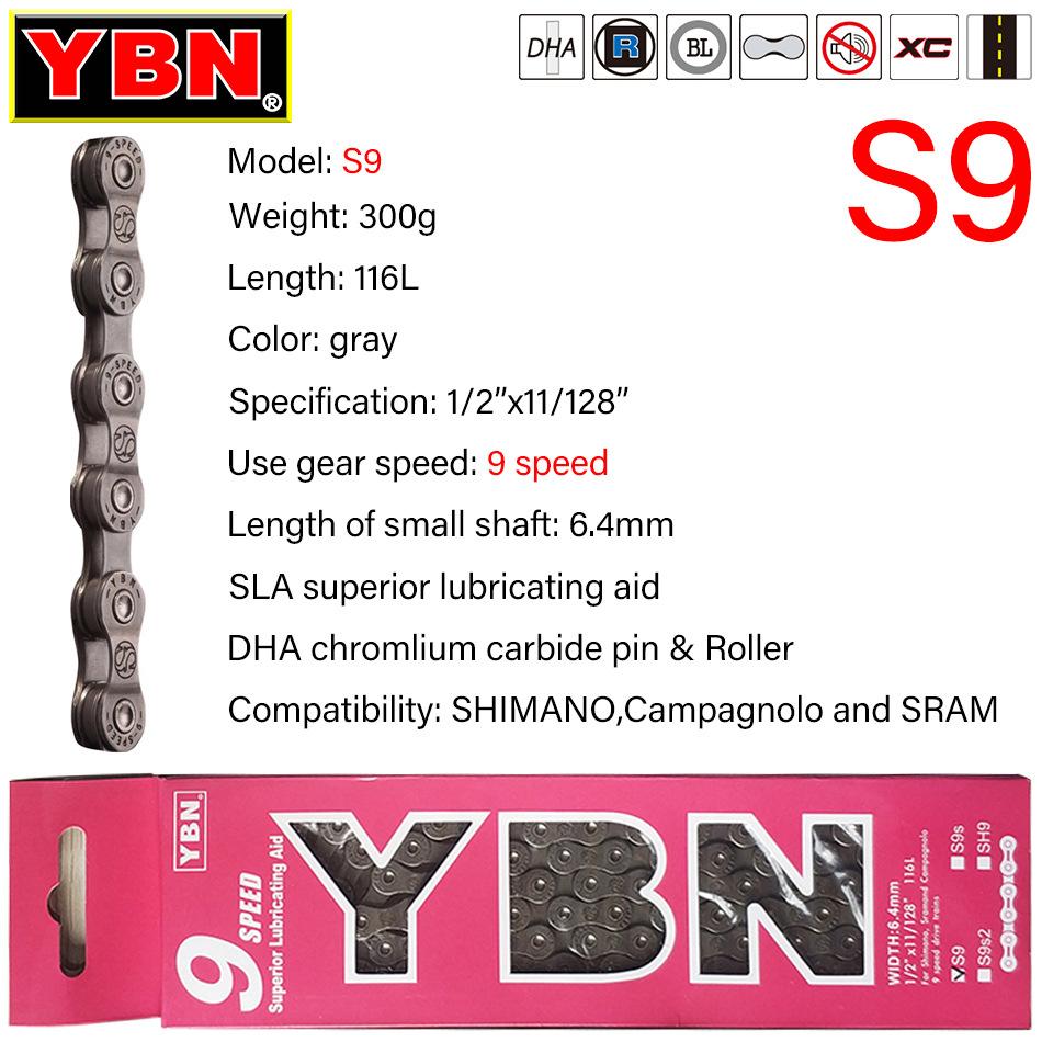 YBN Super Lightweight Steel Bike Chain for 8/9/10/11/12 Speed Road & Mountain Bikes Boxed High Performance