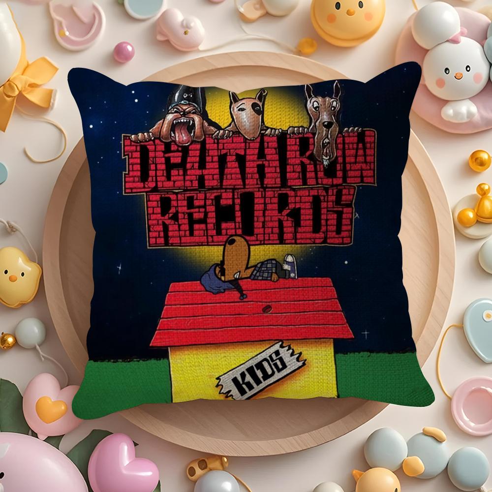 D-Death Row Records Наволочка Лен Органическая Ткань Двусторонняя Печать Дышащая Наволочка Диван Домашний Декор Подарок