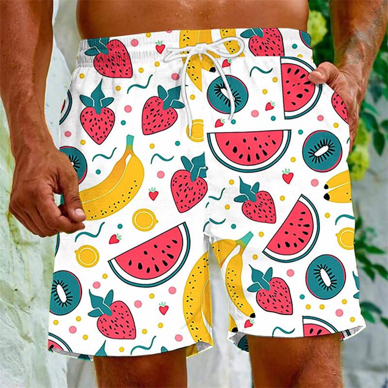 Cartoon Fruits Graphic Swim Trunks For Summer Party Holiday Beach Shorts Kids 3d Printed Plants Quick Dry Swimming Shorts